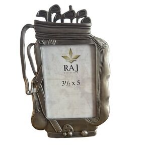 Golf Bag Irons Sporty Desk Pewter Picture Frame 3.5" x 5" Vintage RAJ Collection